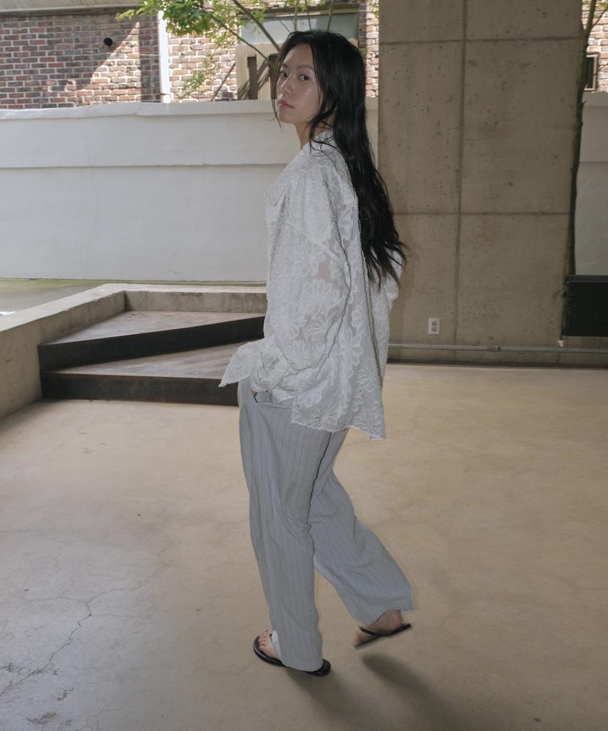 Mosyupamosyu Soft Stripe Elastic Pants [Light Blue]