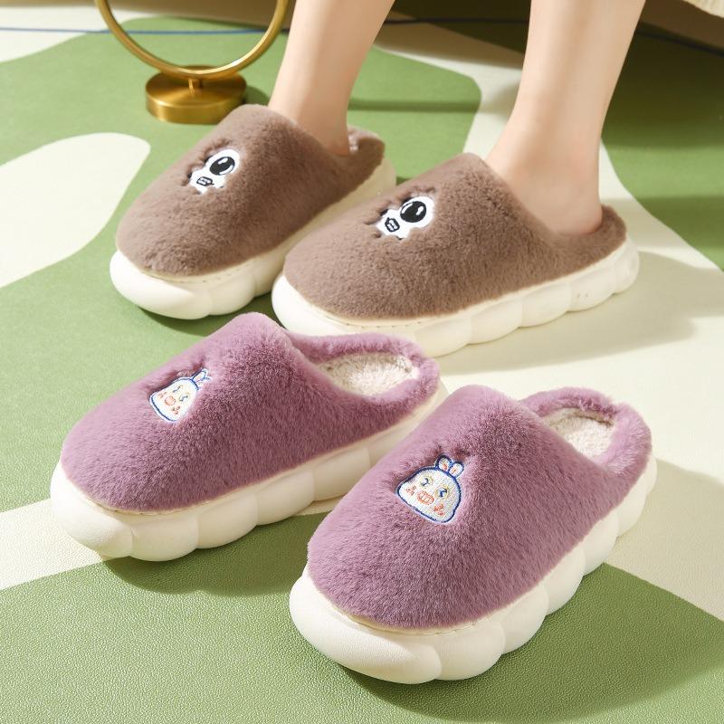 Cotton slippers women's new winter velvet thick-bottomed indoor non-slip outer wear warm home astronaut fluffy slippers men