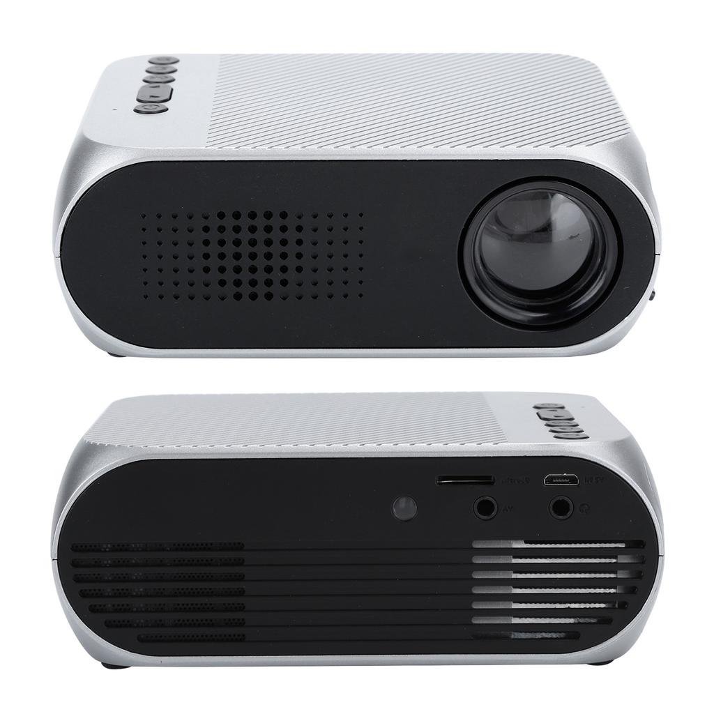 Mini Projector Silver Micro Portable 1080P LED Multi Function for Home Theater
