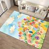 Colorful Carpet with Tulip Field and Cute Village Houses Artwork Suitable for use as an anti-slip for living room bedroom sofas
