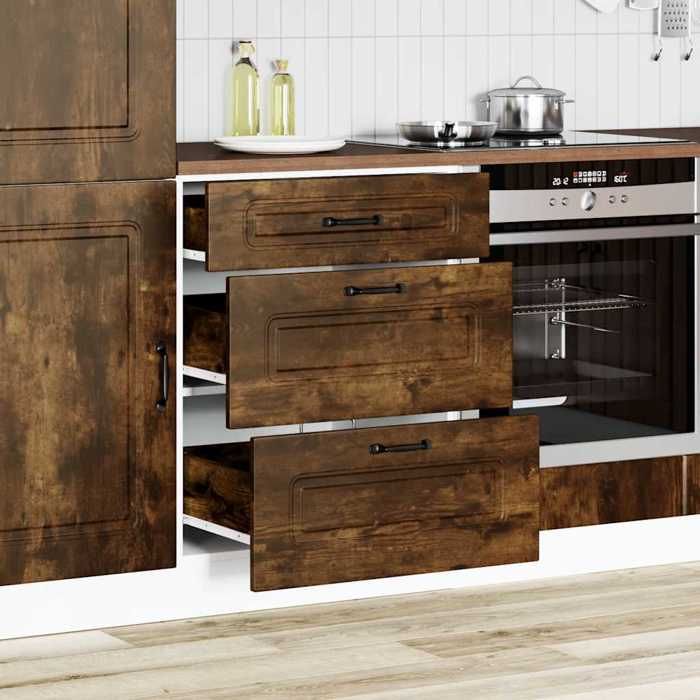 VidaXL Armoire de cuisine Kalmar chêne fumé bois d'ingénierie, meuble d'évier, meuble de cuisine avec tiroir, meuble de 854284