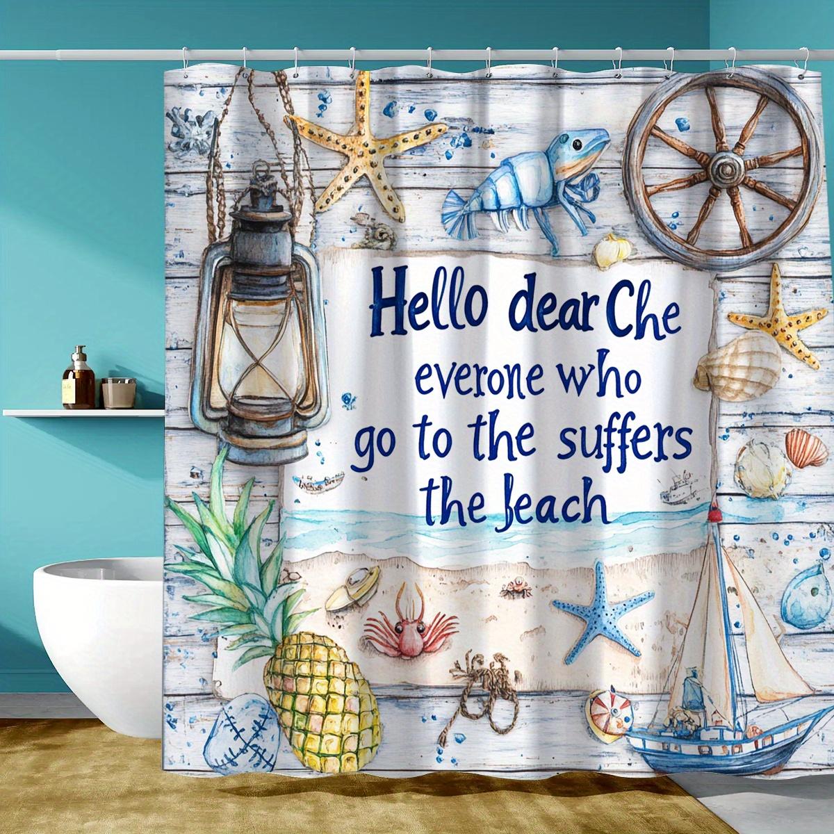 

1 X Vintage Age Of Discovery Shower Curtain - Polyester With Hooks, Beach Theme Decorative Bathroom Curtain With Starfish W60H190(CM)-1 Pcs