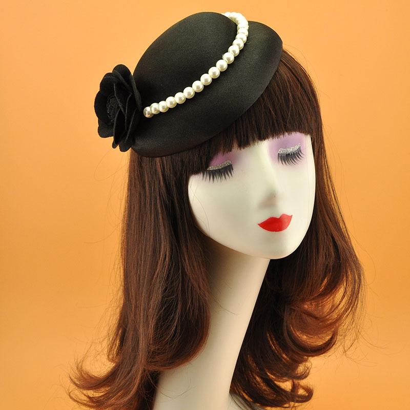 French Simple Pearl Top Hat British Celebrity Elegant Cheongsam Dinner Dress Night Shanghai Girls Catwalk Headdress