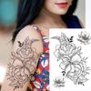 Black Flower Temporary Tattoo For Women Adultsl Fake Peony Rose Dahlia Lotus Tattoo Sticker 3D Body Art Bouquet Sexy Tatoo Paste
