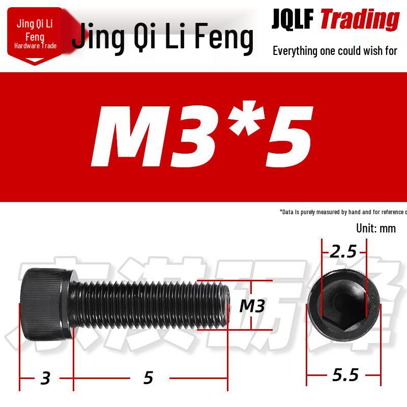 Grade 12.9 Full Thread Hex Socket Head Cap Screws - M3-M14 Black Cylindrical Bolts for Maker Accessories