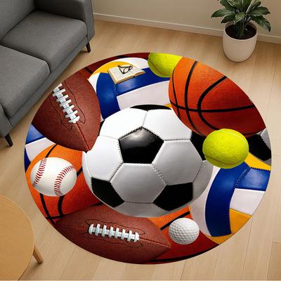 1pc Sports Equipment Round Chair Mat Office Area Rug - Non-Slip, Floor Mat for Office, Bedroom, and Indoor Decor P127250