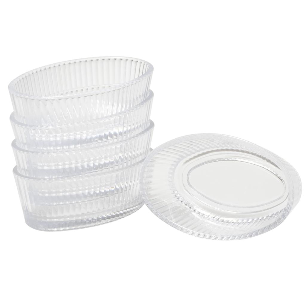 Unbreakable Heat-Resistant Cocotte Small Soufflé Plate, Clear, 9cm X 6cm X 3cm High, 75cc Capacity, Pack of 5, Heat Resistant Up To 100°C,