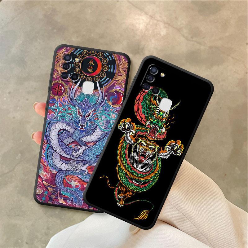 Fashion Chinese Tiger Dragon Phone Case For Samsung Galaxy A50 A20e A70 A54 A34 A40 A10s A10 A02 A01 A02s A03 Core A04 Cover