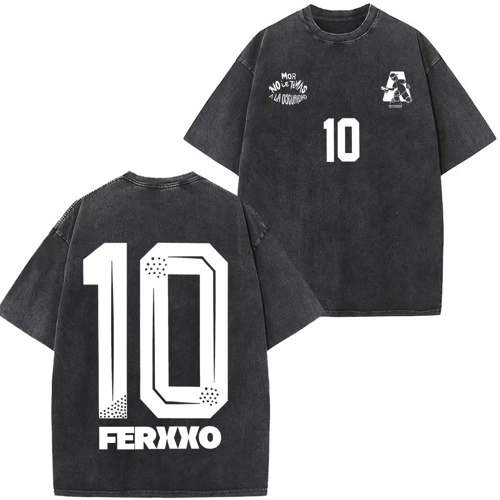 Summer Hot Sale Rapper Feid Ferxxo Tour 2026 Print Vintage Washed Tees Men Women Fashion T-shirts Hip Hop Streetwear Gothic Cotton Oversized T-shirt
