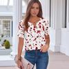 Womens Halloween Print Button Down Shirt Casual V Neck Short Sleeve T Shirt Lightweight Summer Top for Everyday Wear
