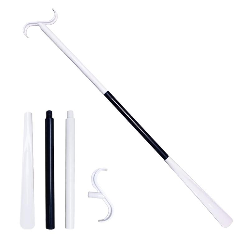 35" Long Handle Shoe Horn for Seniors Unisex Plastic Dressing Aid Stick with Sock Removal Tool Adjustable Extended Stick
