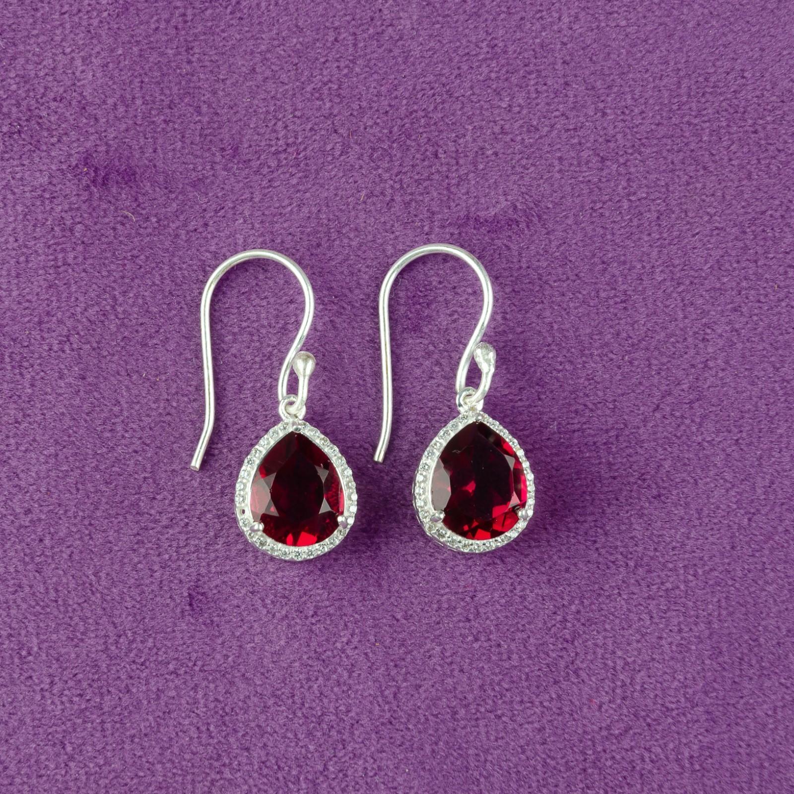 

Pink Rubellite Gemstone 925 Sterling Silver Zircon Jewelry Dangle Earrings 1.80 CZE-4-2