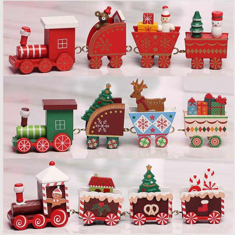Merry Christmas Ornament Wooden Train Christmas Home Decoration Xmas Gifts Natal Navidad New Year Decorate