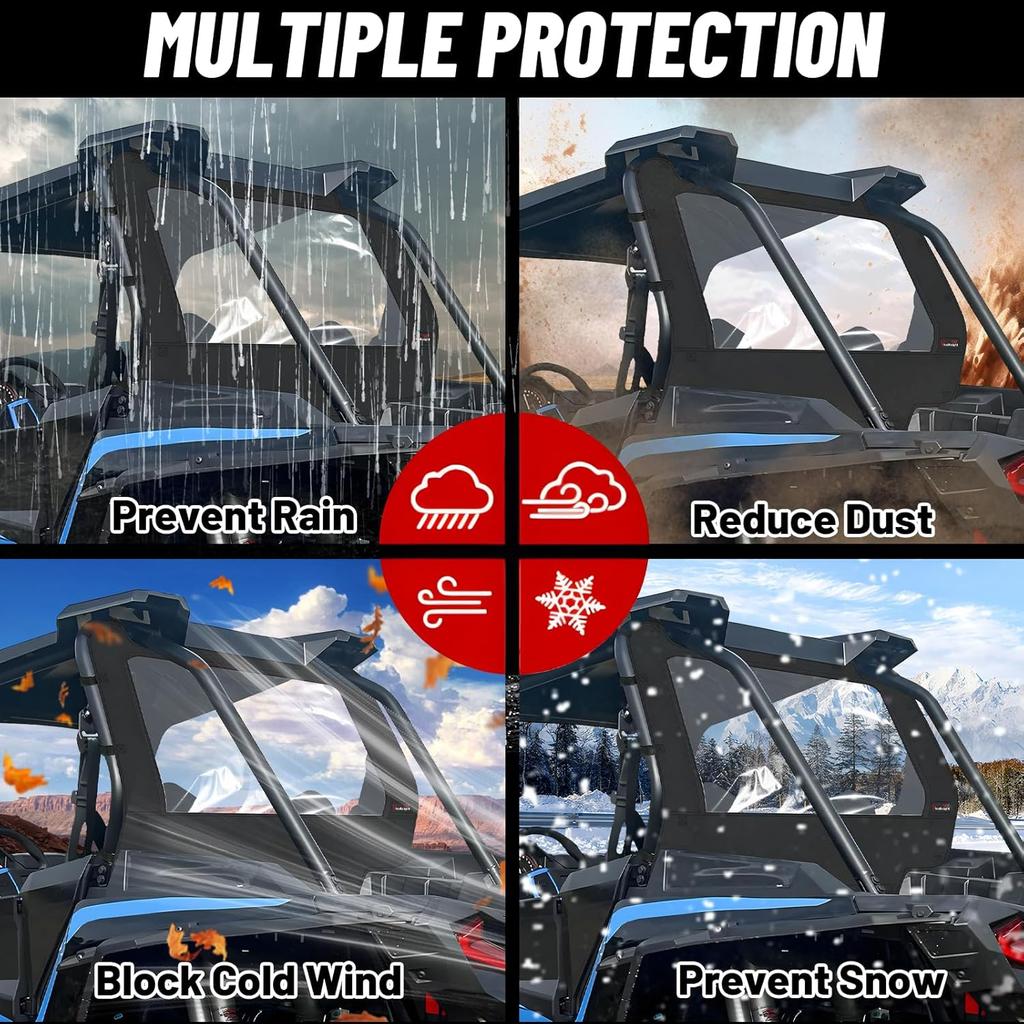 StarknightMT RZR Rear Soft Window Compatible With Polaris RZR XP 1000/4 1000/XP TURBO /XP 4 TURBO RZR Back Windshield RZR Accessories Back Dust Panel