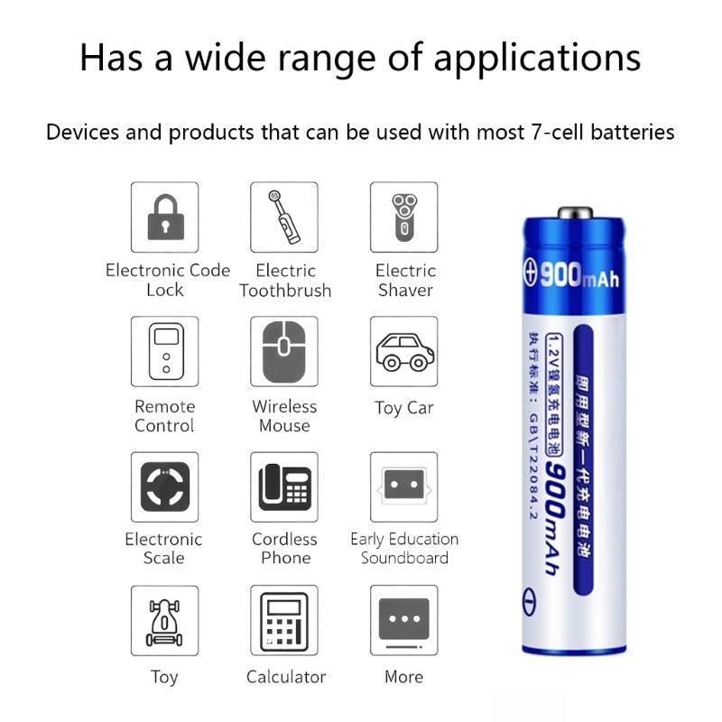 Pack of 4 LR03 High Capacity Rechargeable Batteries with Storage Case Replacement for Electronics Devices Accessories
