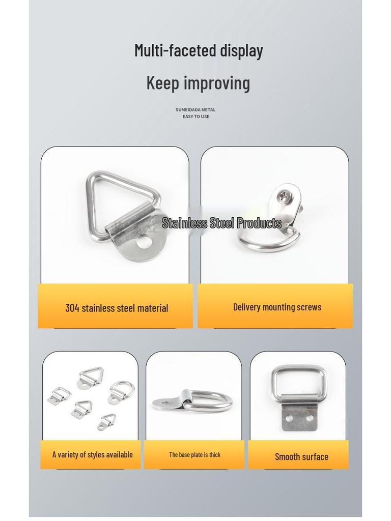 304 Stainless Steel Triangle, D-Ring, and Square Ring Buckle Hook for Truck Trailer Straps