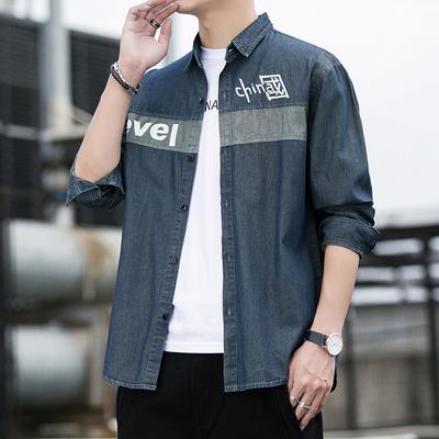 Puur Katoen Denim Shirt met Lange Mouwen Heren Lente en Herfst Losse Casual Cardigan Jas Mode Stedelijke Trend Gestructureerd Shirt