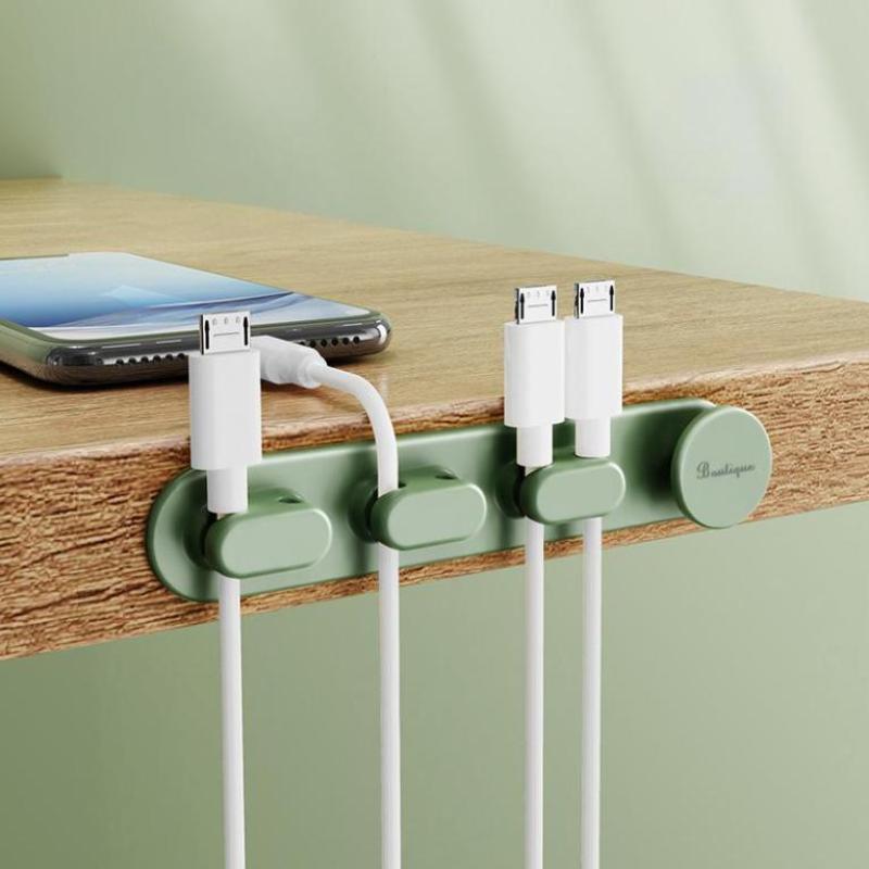 

Органайзер для кабелей данных Силиконовый зарядный хаб Самоклеящееся устройство для намотки Настольное хранилище и держатель для фиксированной намотки зелёный