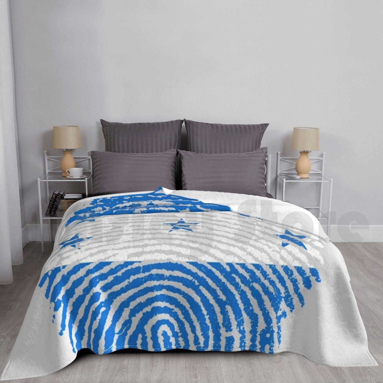 Identidad Honduras Blanket For Sofa Bed Travel Honduras Flag Of Honduras Honduras Flag Honduras Fingerprint Size: 75*100cm, Weight: 230 GSM