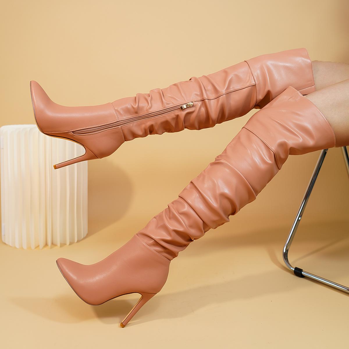 

Side Zipper Women s Boots Tall Sexy Thin Heel High Heel Long Over Knee Boots Skinny Leather Knight Boots 41