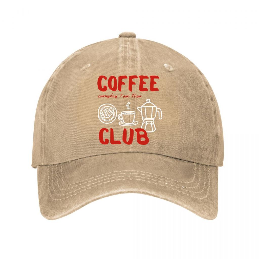 D Flat Printed Coffee Club Baseball Cap New Vintage Washed Cotton Baseball Cap Parent Kids Sun Hats