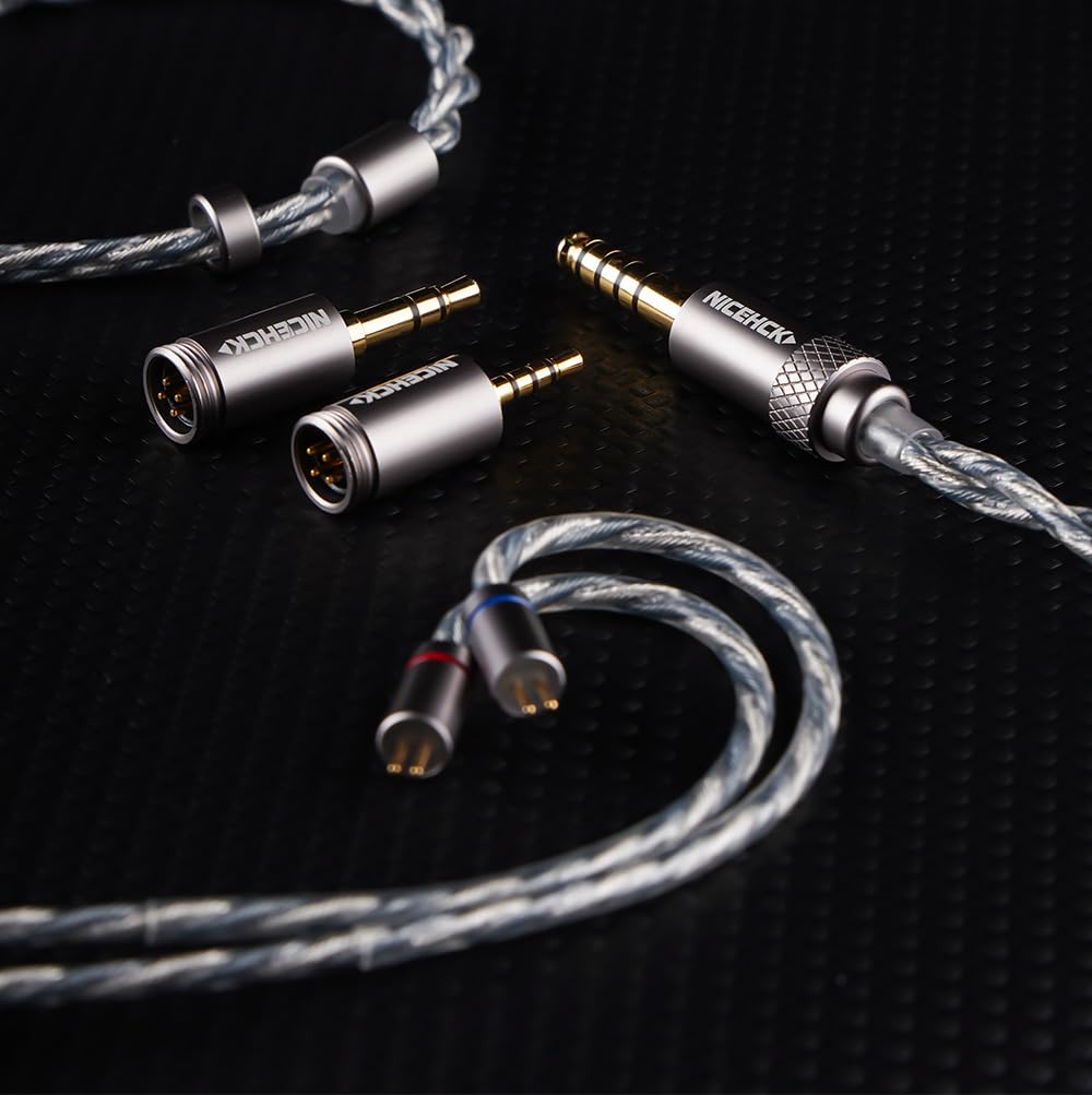 NICEHCK BlueLuna Earphone OFC Interchangeable HiFi Himalaya Included Replacement Metal DIY Interchangeable Cable, Silver-Plated Oxygen-Free Copper,