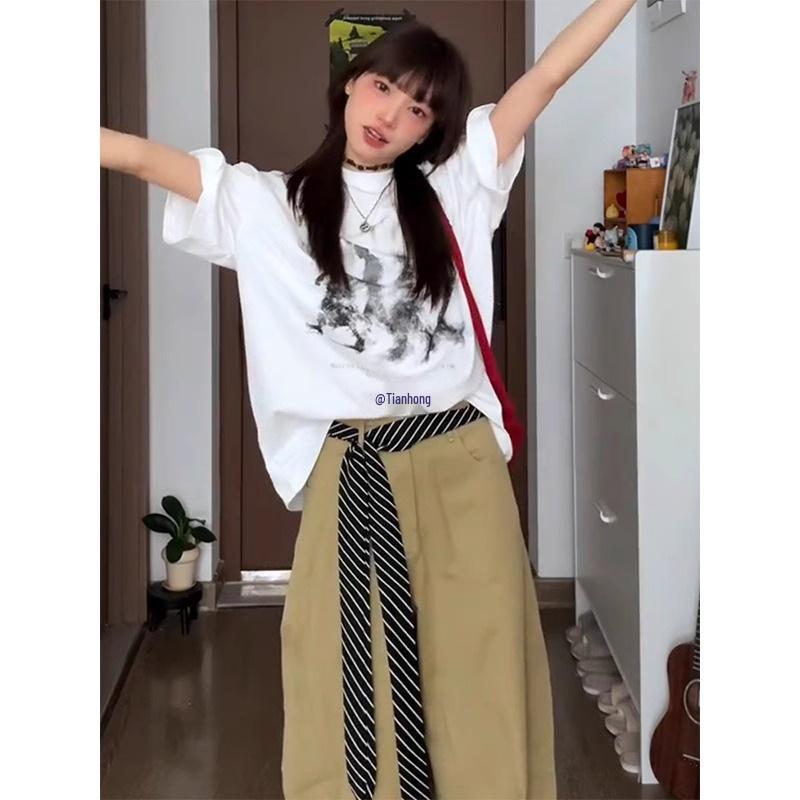 Czarny Paskowany Jedwabny Szal Pasek: Dodatek - Pasek do noszenia w talii i wstążka na szyję do podwójnego użytku