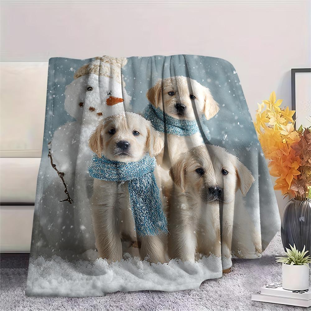 Golden Retriever Print Flannel Blanket, High Quality Comfortable for All Seasons, Home Decor, Warmth and Comfort, Perfect for Christmas Gifts
