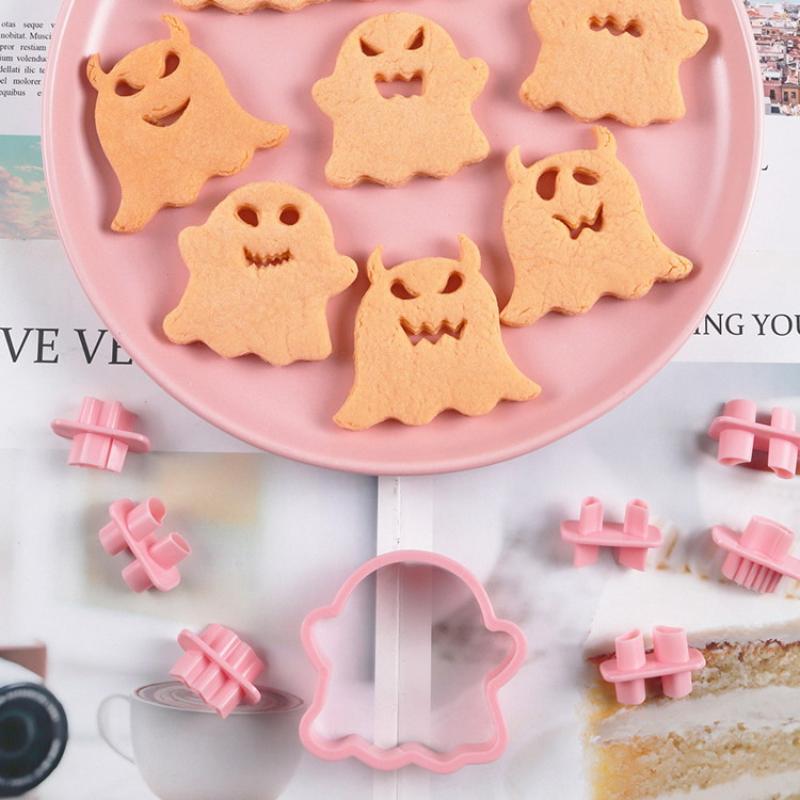 Diy Ghost Face Halloween Cookie Cutter Set Biscuit Mold Fondant Embosser Stamps Halloween Party Cake Decorating Tools