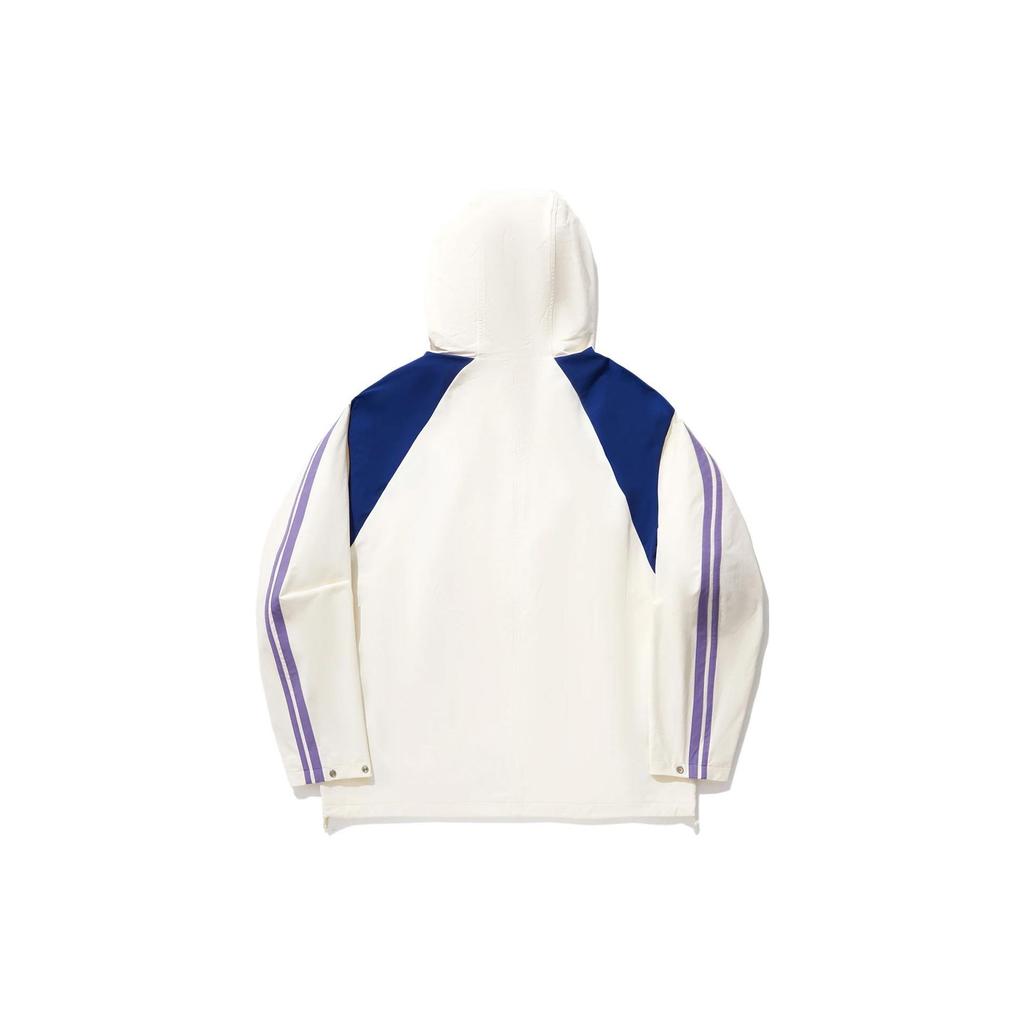 Li Ning Reignite Series Color Block Hooded Pullover Loose Sports Windbreaker Unisex Windbreaker Off-White AFDU273-2