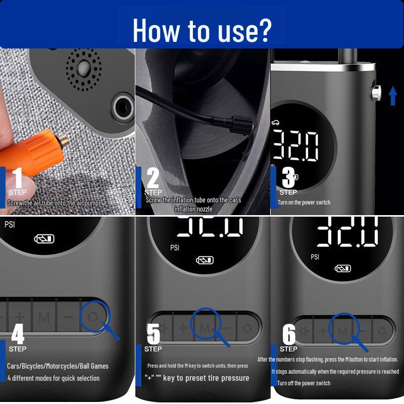 Portable Mini Wireless Car Tire Air Pump