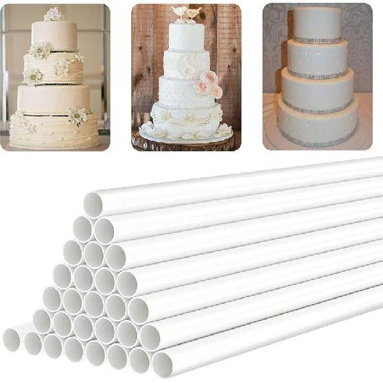 White Plastic Cake Dowel Rods for Tiered Cake Construction and Stacking Supporting Cake Round Dowels Straws with 0.4 Inch Diameter (9.5 Inch)