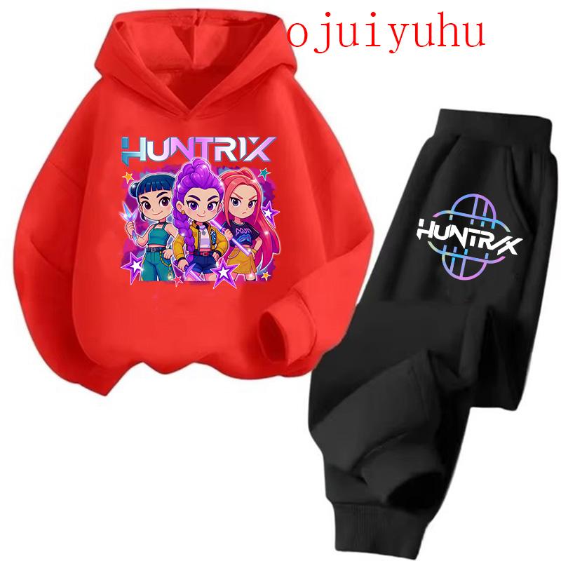 Children's Hoodie Movie Korean Style Sets Children Hoodies Kpop Demon Hunters Pullover Sweatshirt Trucksuit Cartoon Clothes
