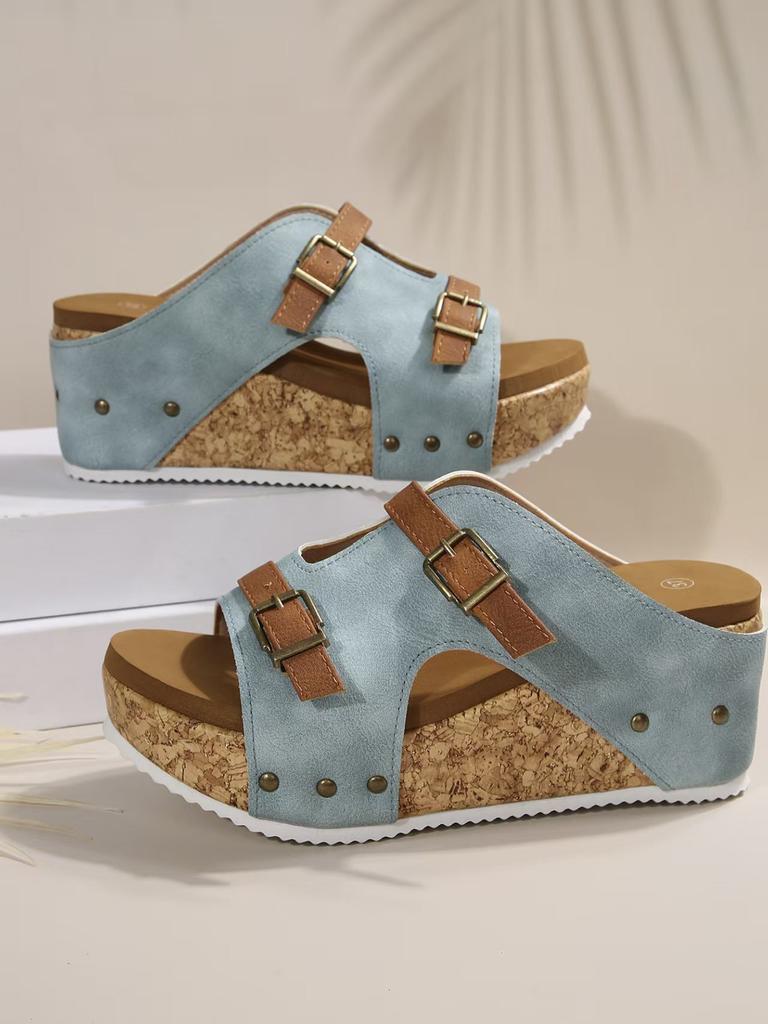 Women's Wedge Sandals Summer 2025 New Platform Wedge-heeled Sandals Plus Size Comfortable Casual Outdoor Open Toe Beach Slippers