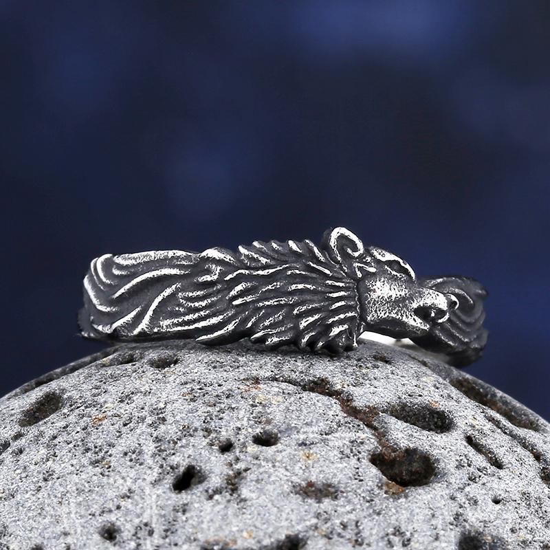 Vintage 316L Stainless Steel Viking Ring 3D Wolf Of Thor Norse Animal Jewelry For Men High Quality Durable