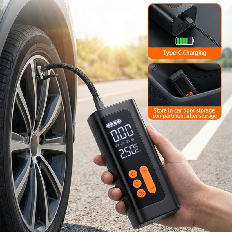 Cordless Tire Inflator With Digital Display 150PSI Rechargeable Battery For Cars Motorcycles Balls Swimming Pool Toys