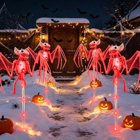 Waterproof Skeleton Stakes for Path Solar Yard Stake Light, Halloween Glowing Skull Garden Decor Powered Holiday with Cloak, Outdoor Lawn Lamp Haunted