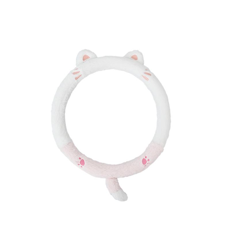 Autumn and winter car steering wheel cover plush cartoon warm and antifreeze car interior handle cover cute car steering wheel c 3
