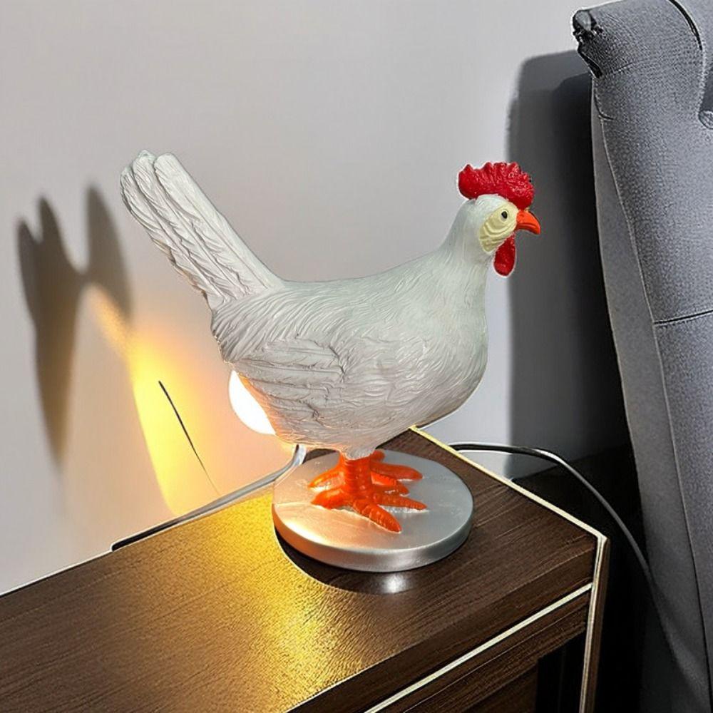 Cartoon Simulation Chicken LED Lamp Luminous Resin Chicken Lamp Hen Laying Egg Statue  Home Decor