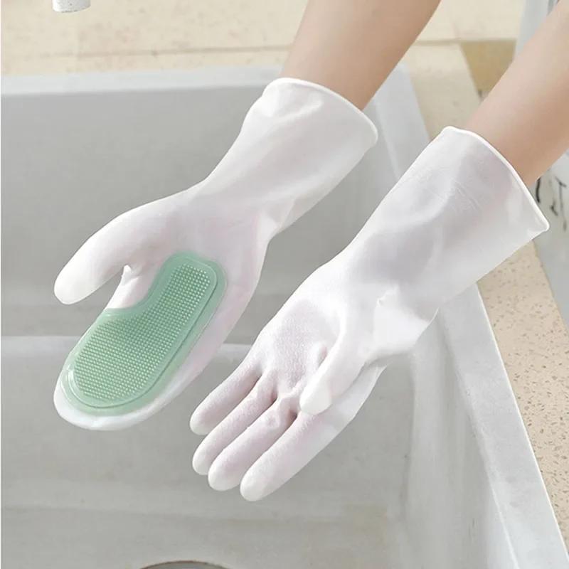 Multi-Purpose Silicone Cleaning Gloves with Scrubber – Dishwashing, Kitchen & Bathroom Use, Non-Slip, Waterproof, Easy Clean