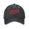 Gewaschene Canvas-Baseballkappe mit rotem Schriftzug-Logo, klassischer Vintage-Stil, verstellbare Passform für den täglichen Gebrauch und Outdoor-Aktivitäten