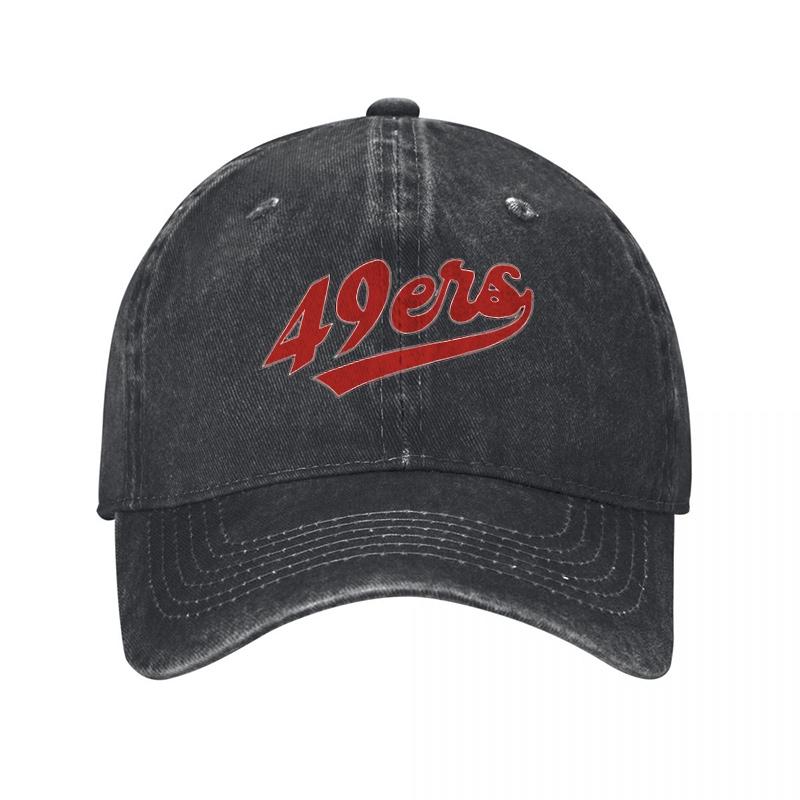Washed Canvas Baseball Cap with Red Script Logo Classic Vintage Style Adjustable Fit for Everyday Wear and Outdoor Activities
