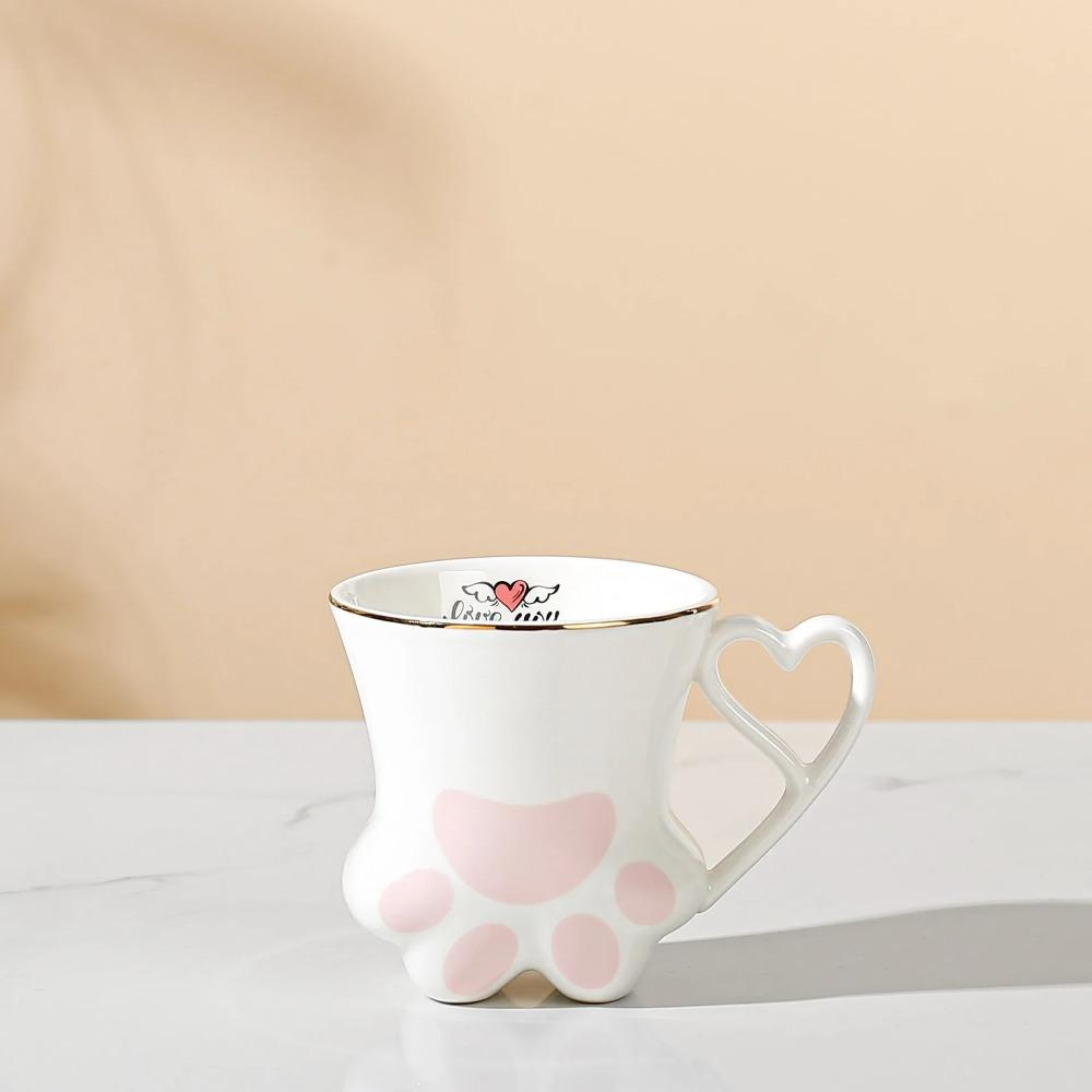 300 ml Keramiktasse mit Katzenkratzmotiv, originelle Katzenpfotenspur in Gold, Keramiktasse mit hohem Erscheinungsniveau, Teetasse, Paartasse