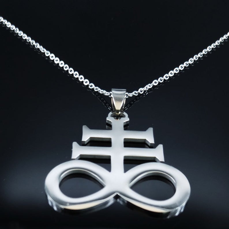 Leviathan Cross Sigil of LUCIFER Necklace Satanic Symbol Stainless Steel Pagan Sulfur Sign Alchemical Sulphur Leviathan Demon Sigil