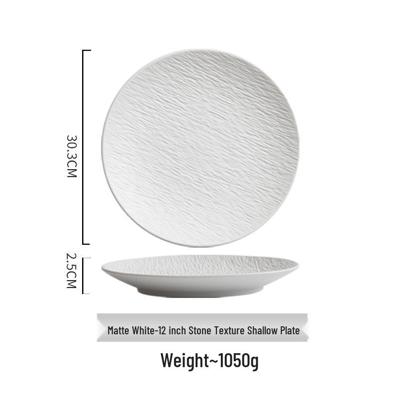 Black and White Ceramic Food-Grade Shallow Plate - Luxury Style for Meals and Breakfasts