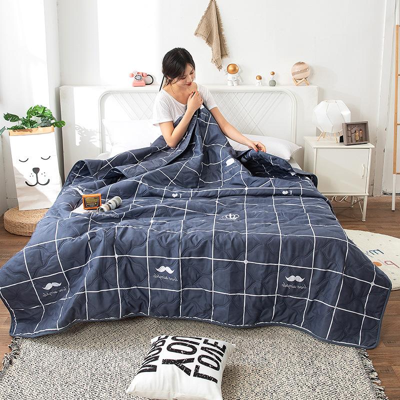 2025 Summer Thin Blanket Printing Bed Quilt Summer Cool Quilt Double Blankets Comforters Skin-friendly Cotton Thin Quilt Soft Bedding Home Textile