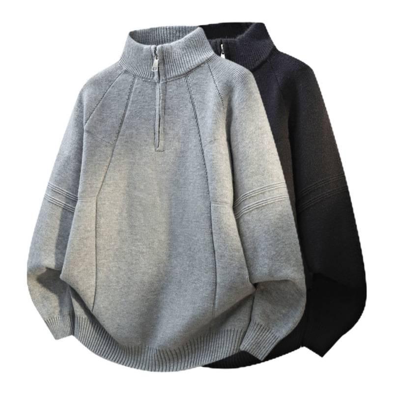 European Style Half-Zip Sweater, Men's Versatile Knitwear for Autumn/Winter, Old Money Look, High-End Business Attire.