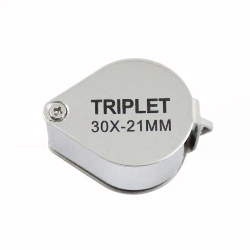 10-30X Pocket Loupe Magnifier Jewelry Magnifying Glass Foldable Diamond  Triplet Jewelers Eye Glass Tool Reading Magnifier
