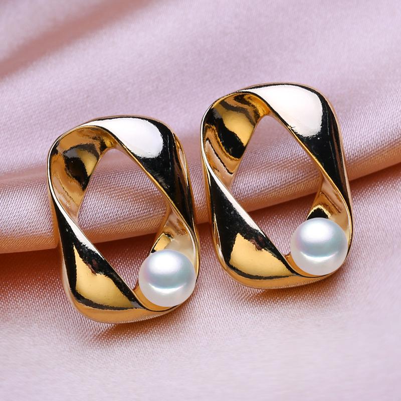 

Серьги SENIKO с натуральным пресноводным жемчугом, геометрический дизайн, модные серьги-гвоздики для женщин, подарок для девочек белый