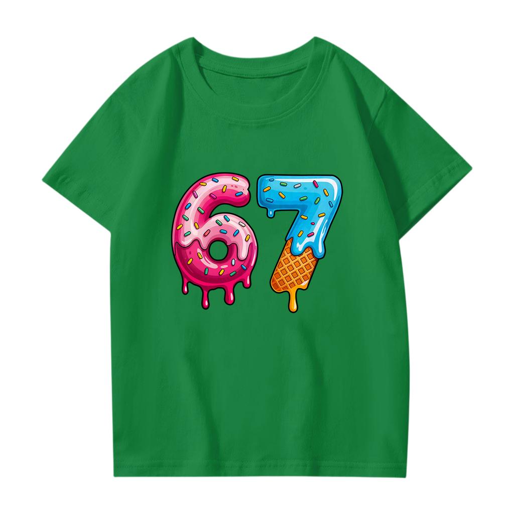 Haine de lucru la modă cu mânecă scurtă și gât rotund, topuri imprimate pentru COPIL, topuri de vară